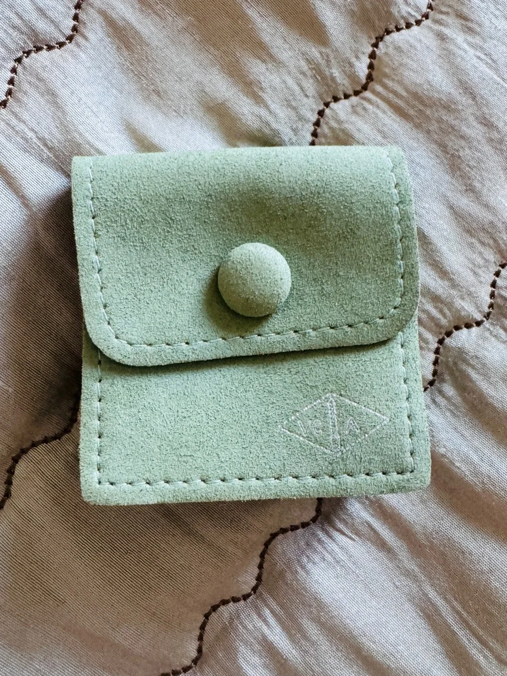 Authentic Van Cleef & Arpels Kids Green Suede Accessory Pouch